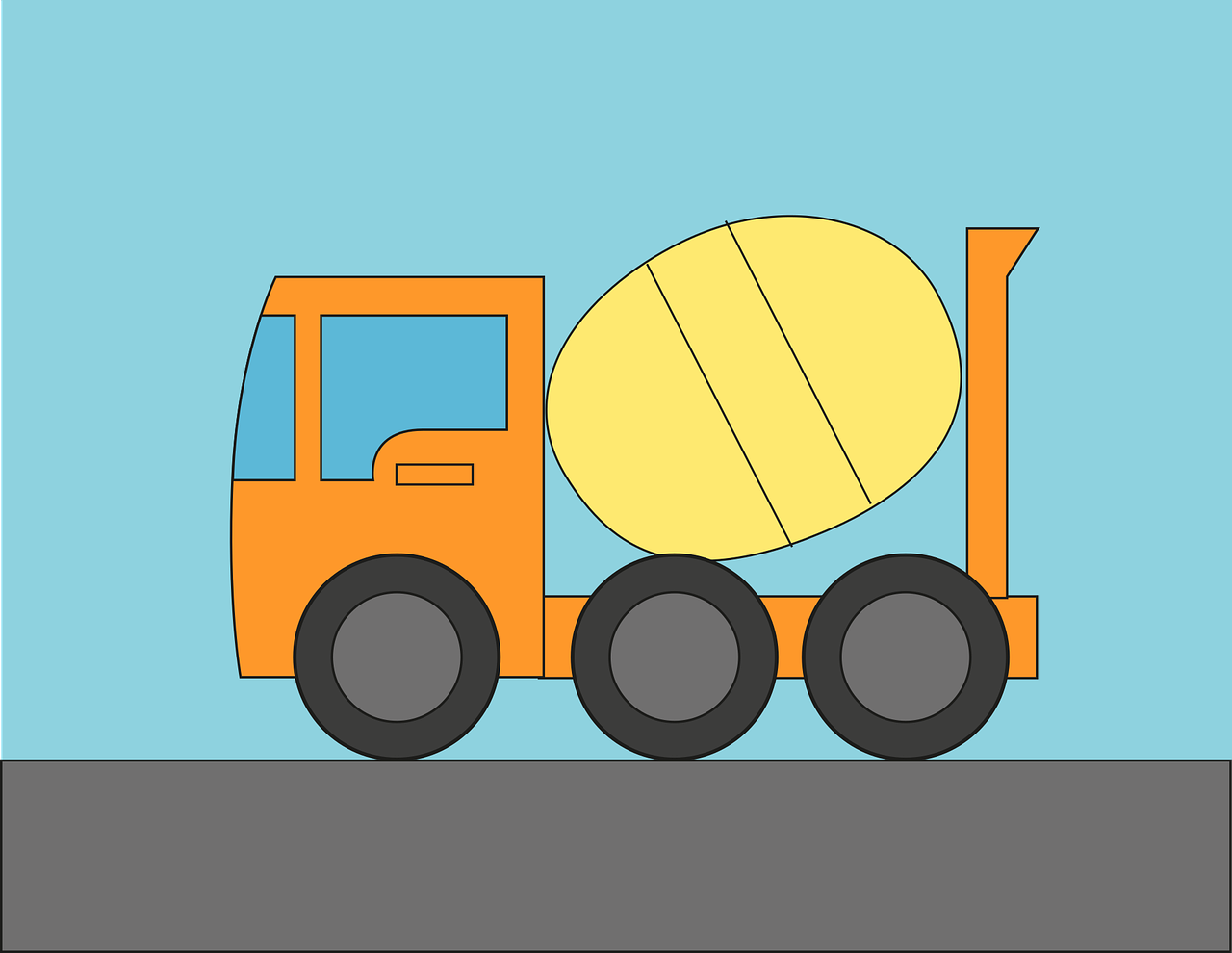 hormigonera, camión, mezclador de cemento