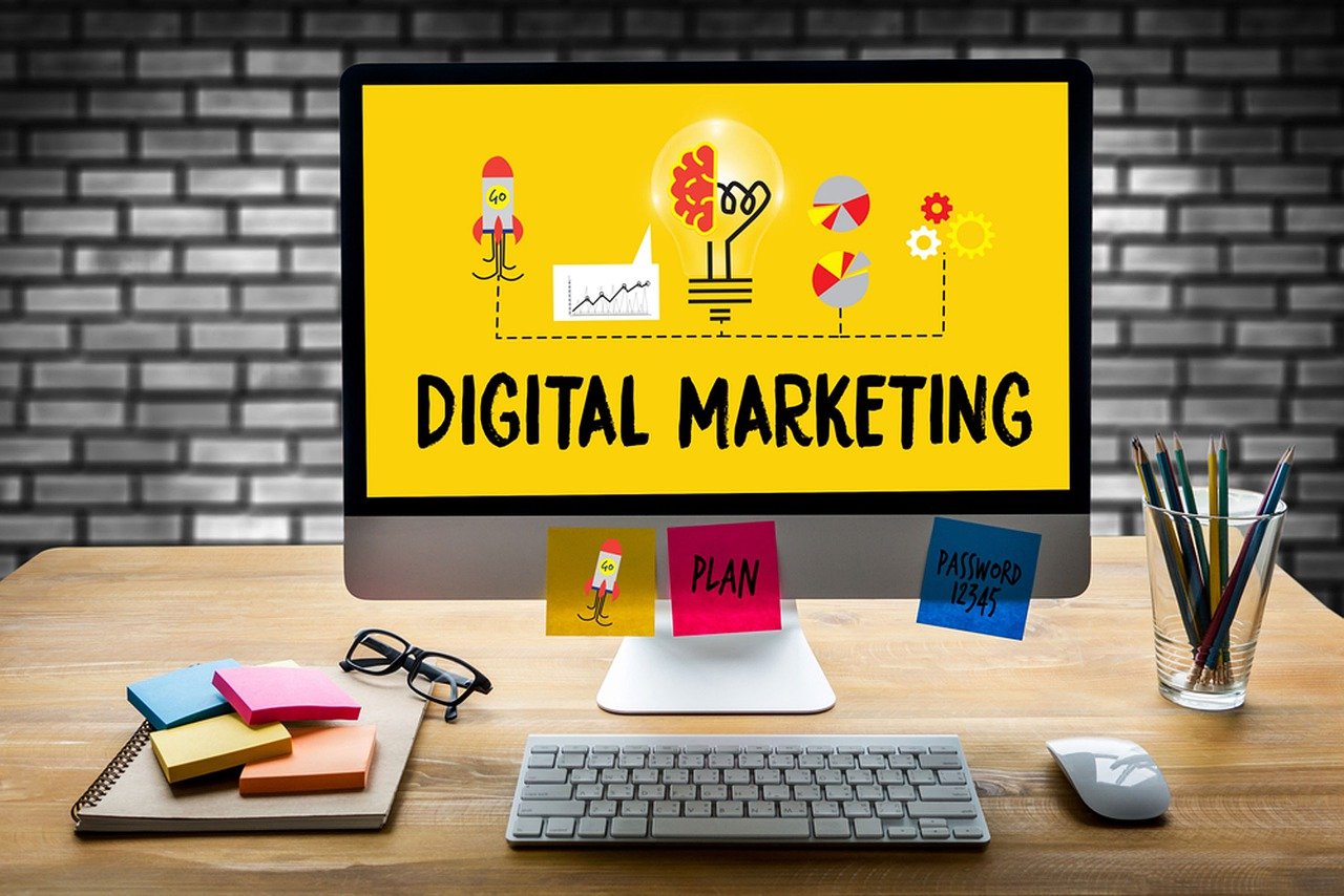 marketing digital, equipo, escritorio