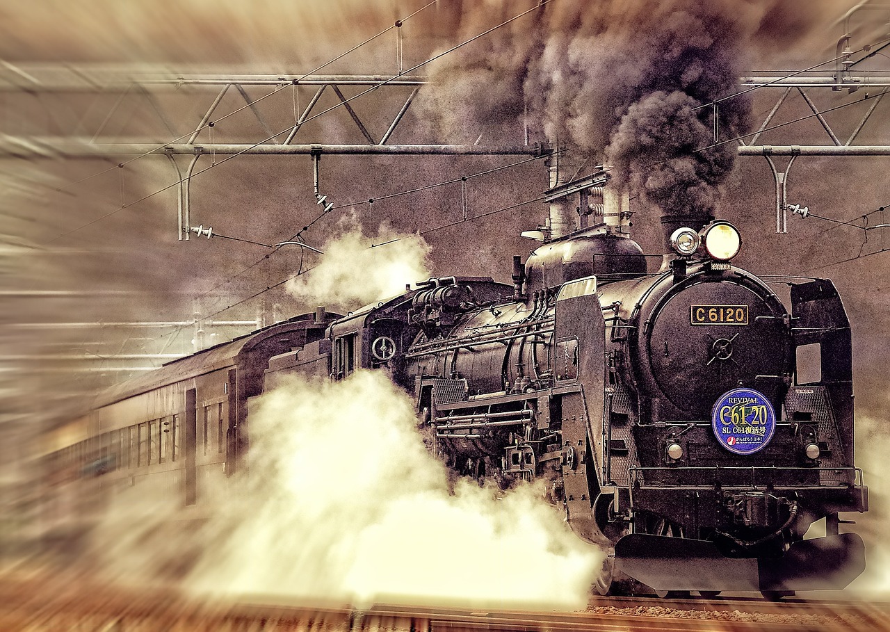 locomotora, tren de vapor, antigua
